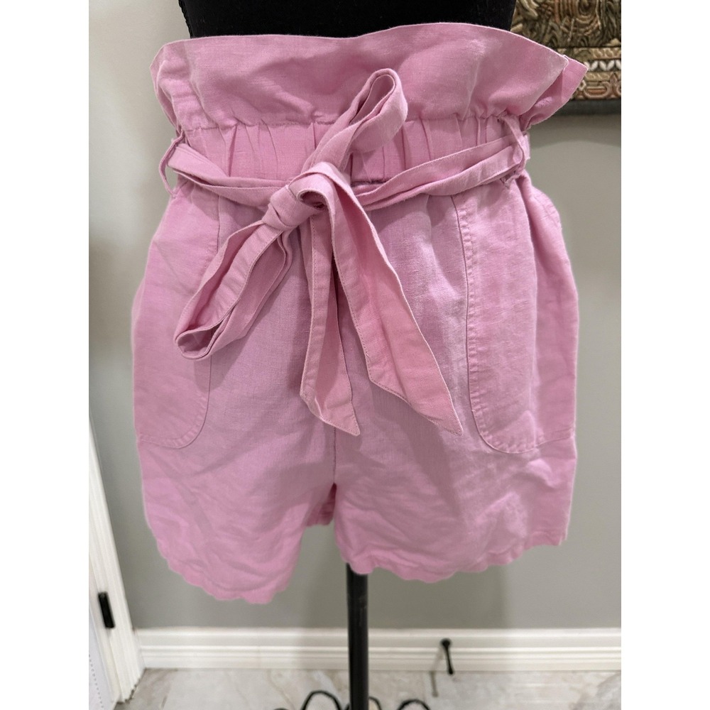 The Drop Shorts Womens XXS Pink Paperbag High Waist Belted Summer Casual